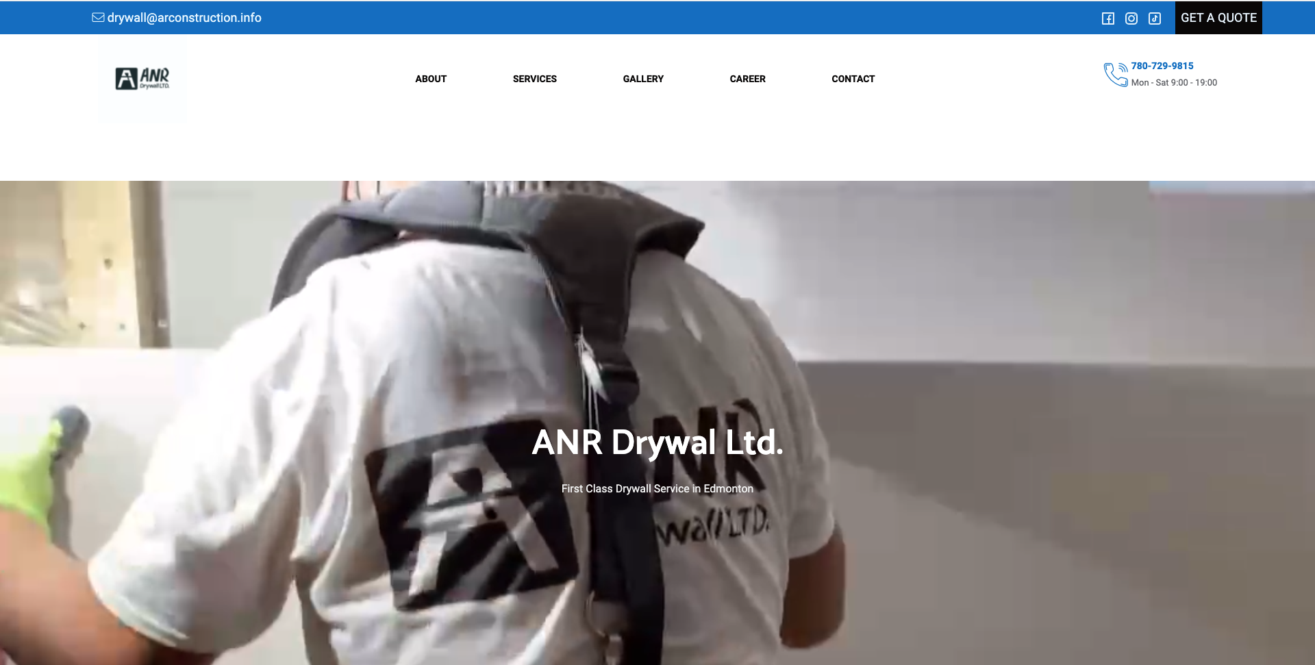 a screenshot of the landing page of my work